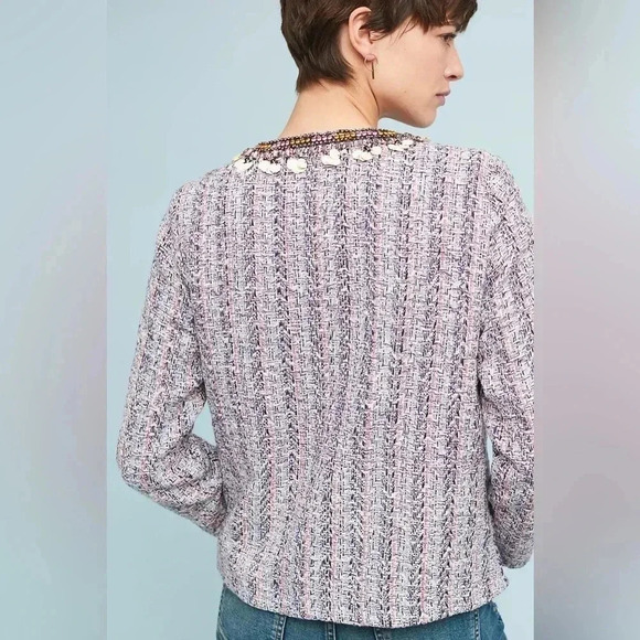 Anthropologie Summer of Love Suzy Embellished Tweed Jacket Size XS - Picture 4 of 7